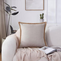 MEROPE, Polyester Linen look Cushion Cover, 50x50cm, bleach, 1pack - thumbnail 1
