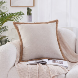 MEROPE, Polyester Linen look Cushion Cover, 50x50cm, bleach, 1pack - thumbnail 4