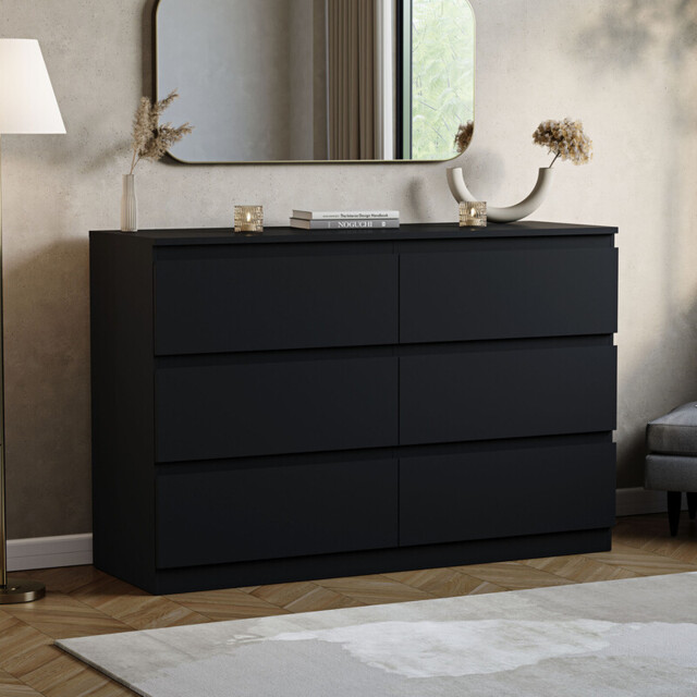 Vida Designs Drawer Chest Denver 6 Drawers Black - image 1