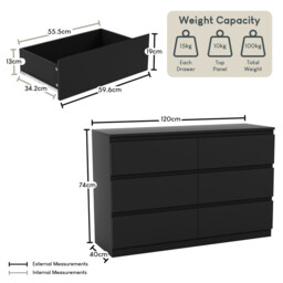 Vida Designs Drawer Chest Denver 6 Drawers Black - thumbnail 5