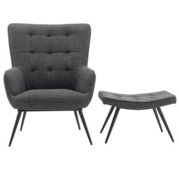 Accent Chair & Footstool Katelyn Charcoal - thumbnail 5