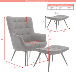 Accent Chair & Footstool Katelyn Charcoal - thumbnail 6