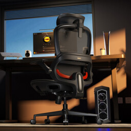 SIHOO B100JT Office Chair with Footrest， Comfy Ergonomic Office Chair， Computer Chair with Adaptive Lumbar Support & Wide Headrest， Flip-up Armrests， Swivel Desk Chair for Long Hours， Without Footrest， Black - thumbnail 1