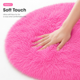 Wool-like round floor mat 180x180cm - thumbnail 4
