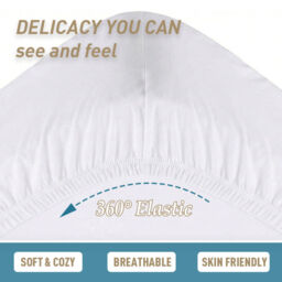 LeBonsoir Waterproof Bedding Mattress Protector， Breathable， Mattress Topper， 30 cm Extra Deep Fitted Sheet， All-Round Elastic， 100% Polyester， (White， 90 x 200cm) - thumbnail 2
