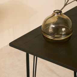 Interiors by Premier Dining Table District Square Elm Wood Walnut/Black - thumbnail 3