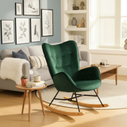 URBAN MEUBLE Modern Velvet Rocker - High Back & Deep Seat, Green - thumbnail 6