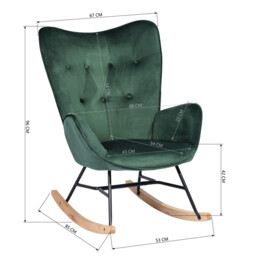 URBAN MEUBLE Modern Velvet Rocker - High Back & Deep Seat, Green - thumbnail 2
