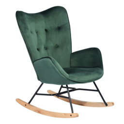 URBAN MEUBLE Modern Velvet Rocker - High Back & Deep Seat, Green - thumbnail 1