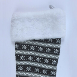 Dark Grey Knitted Christmas Wool Stocking with Snowflake Pattern - thumbnail 6
