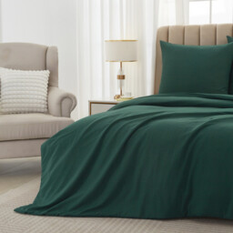 Meeallhome 100% cotton brushed solid color bedding three-piece set, duvet cover 220 × 200 cm / pillowcases 50 × 75 cm × 2, dark green - thumbnail 5