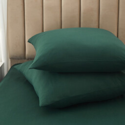 Meeallhome 100% cotton brushed solid color bedding three-piece set, duvet cover 220 × 200 cm / pillowcases 50 × 75 cm × 2, dark green - thumbnail 3