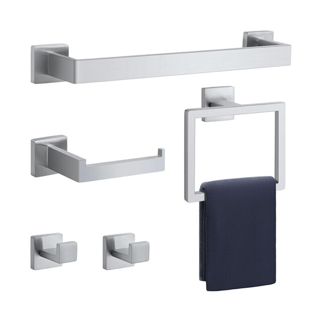 JORDAN&JUDY 5-Piece Silver Towel Rack Set, Stainless Steel, Rust-Resistant - image 1