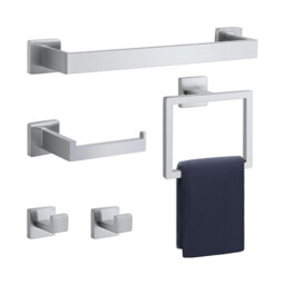 JORDAN&JUDY 5-Piece Silver Towel Rack Set, Stainless Steel, Rust-Resistant - thumbnail 1
