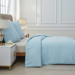 Meeallhome  Washed Brushed Duvet Cover Set 260*220cm/60*80cm*2  Lake blue - thumbnail 2