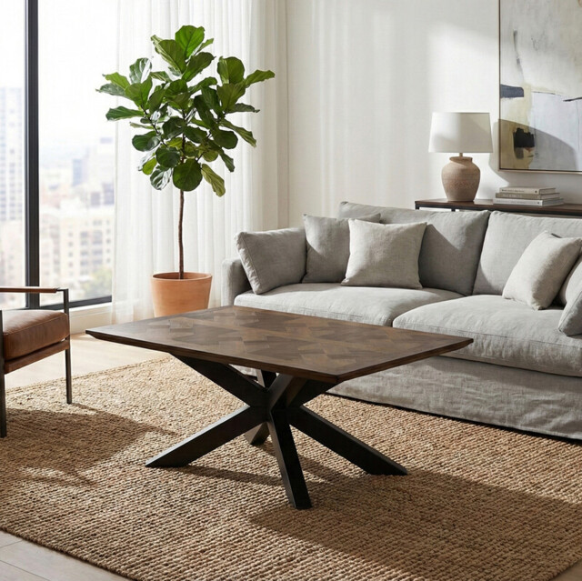 Coffee Table Nevada Rectangle Parquet Walnut/Black - image 1