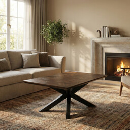 Coffee Table Nevada Rectangle Parquet Walnut/Black - thumbnail 3