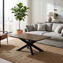 Coffee Table Nevada Rectangle Parquet Walnut/Black - thumbnail 1