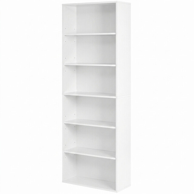 Ochama Cloud White 6-Tier Open Bookcase – 24 x 60 x 178.5 cm, Tall Shelving Unit for Living Room, Home Office, or Dining Room – Versatile Storage for Books & Décor - image 1