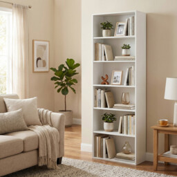 Ochama Cloud White 6-Tier Open Bookcase – 24 x 60 x 178.5 cm, Tall Shelving Unit for Living Room, Home Office, or Dining Room – Versatile Storage for Books & Décor - thumbnail 7