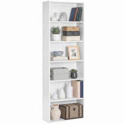 Ochama Cloud White 6-Tier Open Bookcase – 24 x 60 x 178.5 cm, Tall Shelving Unit for Living Room, Home Office, or Dining Room – Versatile Storage for Books & Décor - thumbnail 6
