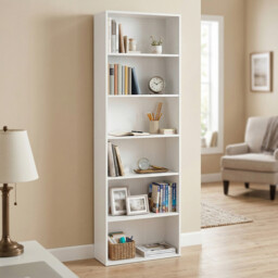 Ochama Cloud White 6-Tier Open Bookcase – 24 x 60 x 178.5 cm, Tall Shelving Unit for Living Room, Home Office, or Dining Room – Versatile Storage for Books & Décor - thumbnail 3