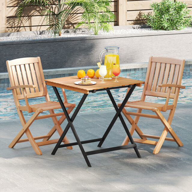 Costway 70CM Patio Folding Table with Slatted Tabletop for Backyard - image 1