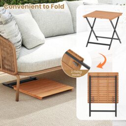 Costway 70CM Patio Folding Table with Slatted Tabletop for Backyard - thumbnail 5