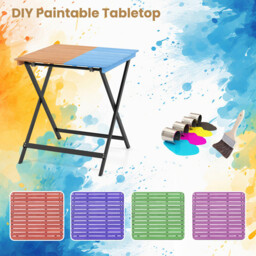 Costway 70CM Patio Folding Table with Slatted Tabletop for Backyard - thumbnail 4