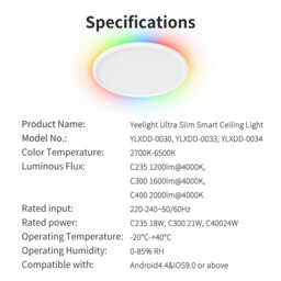 Yeelight Ultra Slim Smart Ceiling Light 0.98 inch Thin IP54 RGB Backlight WiFi App Voice Control ABS+PC YLXDD-0033, New Year Sale , Top gift picks - thumbnail 6
