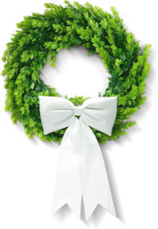 DDHS 20 Inch Boxwood Wreath with Sash-1pcs - thumbnail 1