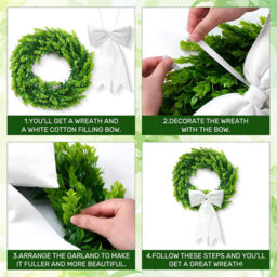 DDHS 20 Inch Boxwood Wreath with Sash-1pcs - thumbnail 4