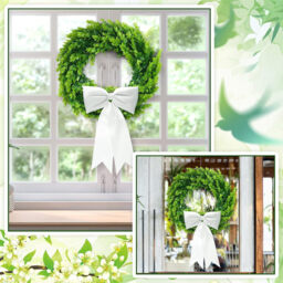 DDHS 20 Inch Boxwood Wreath with Sash-1pcs - thumbnail 5
