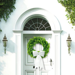 DDHS 20 Inch Boxwood Wreath with Sash-1pcs - thumbnail 2