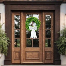 DDHS 20 Inch Boxwood Wreath with Sash-1pcs - thumbnail 3
