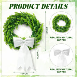 DDHS 20 Inch Boxwood Wreath with Sash-1pcs - thumbnail 7