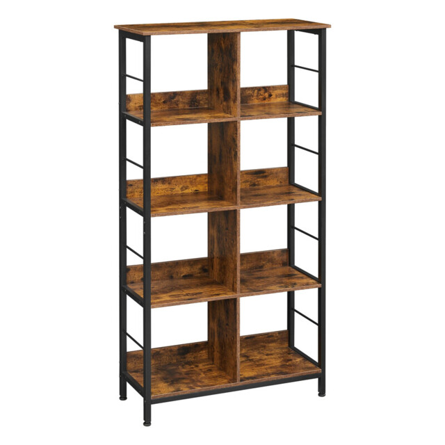 Ochama 4-Tier Ladder Shelf, Display Bookcase for Bedroom, Living Room, Office, Rustic Brown and Black - image 1