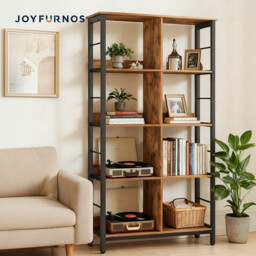 Ochama 4-Tier Ladder Shelf, Display Bookcase for Bedroom, Living Room, Office, Rustic Brown and Black - thumbnail 7