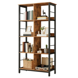 Ochama 4-Tier Ladder Shelf, Display Bookcase for Bedroom, Living Room, Office, Rustic Brown and Black - thumbnail 6