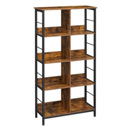 Ochama 4-Tier Ladder Shelf, Display Bookcase for Bedroom, Living Room, Office, Rustic Brown and Black - thumbnail 1