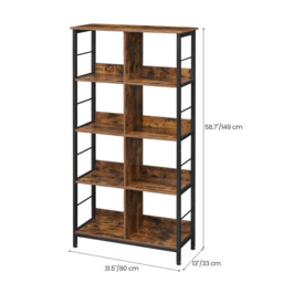 Ochama 4-Tier Ladder Shelf, Display Bookcase for Bedroom, Living Room, Office, Rustic Brown and Black - thumbnail 5