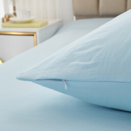 Meeallhome  Washed Brushed Duvet Cover Set 230*220cm/50*75cm*2 Lake blue - thumbnail 4