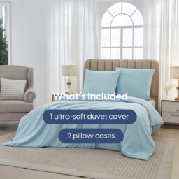 Meeallhome  Washed Brushed Duvet Cover Set 135*200cm/50*75cm*1  Lake blue - thumbnail 2