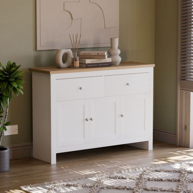 Vida Designs Sideboard Arlington 3 Doors 2 Drawers White/Oak Effect - image 1