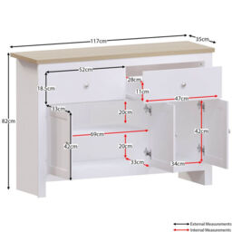 Vida Designs Sideboard Arlington 3 Doors 2 Drawers White/Oak Effect - thumbnail 3