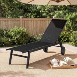 Costway Set of 2 Patio Chaise Lounge Chair with Wheels Outdoor Recliner with 6-Level Adjustable Backrest-Black - thumbnail 3