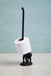 Maison by Premier Black Finish Elephant Toilet Roll Holder - thumbnail 1