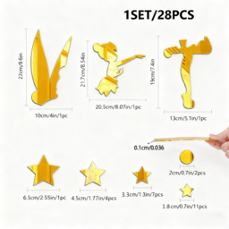 8pcs PVC mirror stickers, elegant dancer mirror stickers, 22*20cm，gold - thumbnail 3