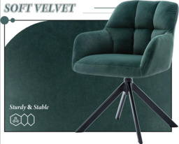 chairus Velvet Desk Chair Upholstered Armchair Home Office Chair 360°Swivel - thumbnail 5