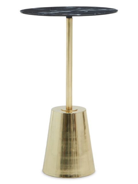 Interiors by Premier Side Table Avola Gold Finish/Black Marble Effect Top - image 1